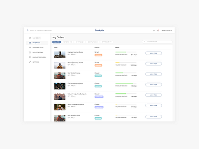 Stockpile Revamp dashboard ecommerce minimal order orders revamp simple ui ux web app