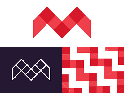 M geometric letter logo m modern pattern red