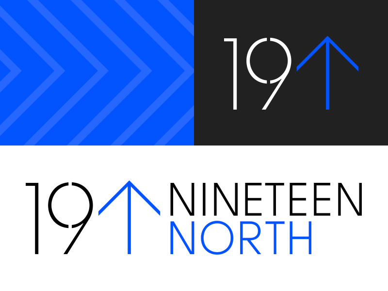 19^ residential stencil black blue graphic symbol icon arrow 19 custom typography logo