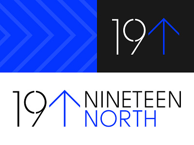 19^ 19 arrow black blue custom graphic icon logo residential stencil symbol typography