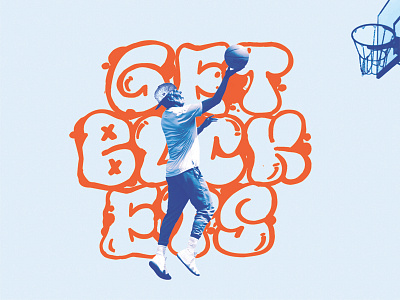 GET BUCKETS basketball blue cap grafitti halftone new era orange street typography urban