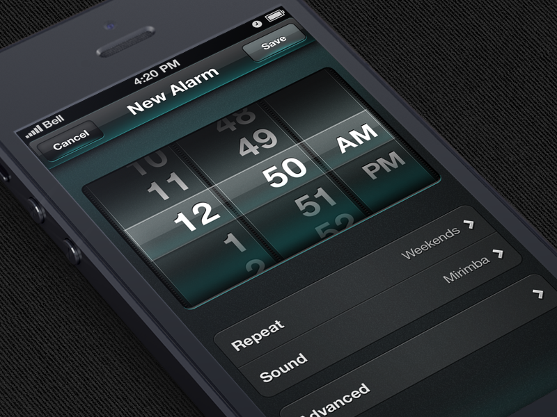 Alarm clock UI by Victor Vorontsov on Dribbble