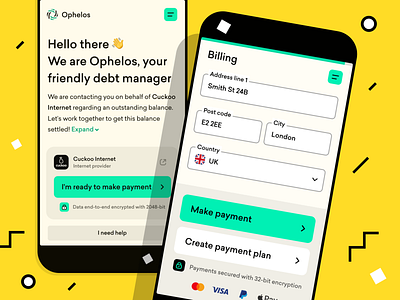 Ophelos web app mobile UI mobile mobile ui web yellow