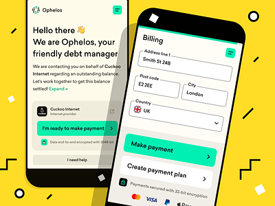 Ophelos web app mobile UI
