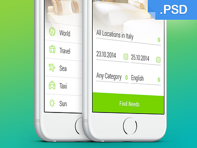 Declined hotel search app flat green gui hotel interface ios search ui ux white