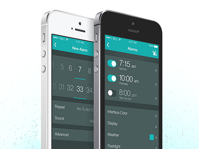 Alarm clock UI alarm app applicaton clock gui interface ios iphone picker ui ux