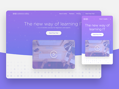 IT Education landing page bright clean flat landing mobile preview purple simple ui ux web webdesign