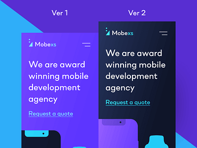 Mobexs mobile landing variants app blue branding design flat illustration ios iphone landing landing page ui ux web webpage website website design