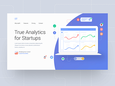 True Analytics Preview | Light version analytics app application branding concept dark ui design flat illustration illustration design landing landing page landing page design light ui ux web web application webapp website