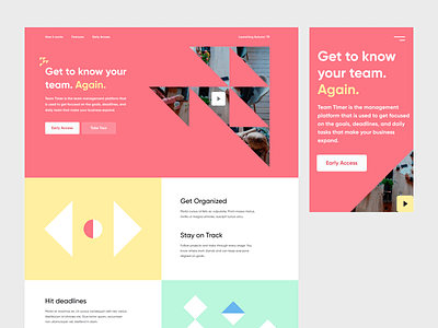 Team Timer Landing Preview branding bright design experience experience design flat interface landing landing page landing design logo minimal ui ux web webapp webdesign website
