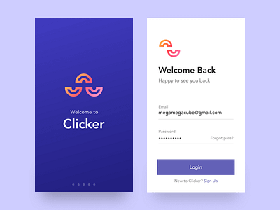 Clicker Mobile Application android app application branding concept design experience flat flow ios iphone loader login logo minimal mobile mobile app typography ui ux