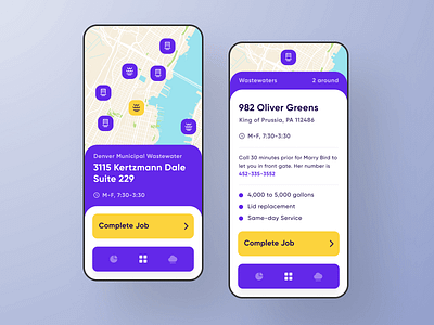 Service Core iOS Application Map Screen app app design application bright dashboard design experiece flat graphic ios iphone keyboard map minimal purple screenshot screenshots simple ui ux