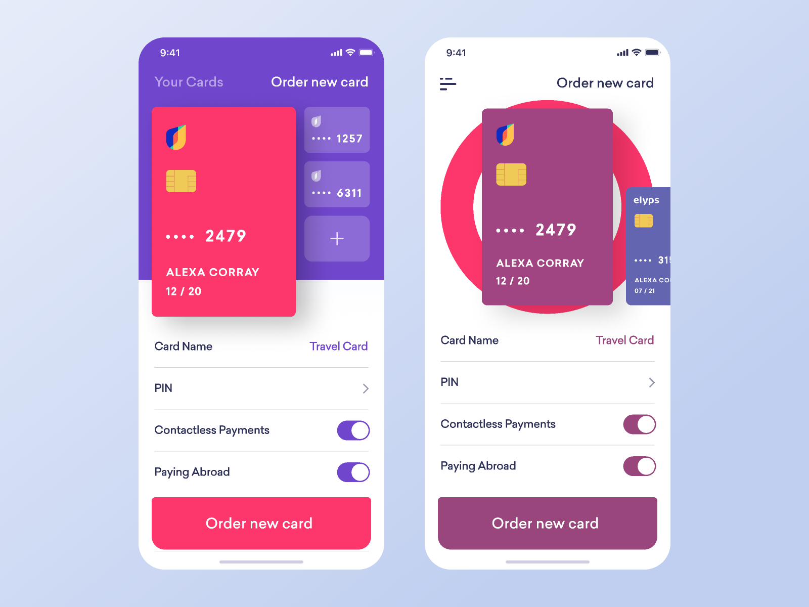 Universe AB credit card screen Alternative by Victor Vorontsov for ...