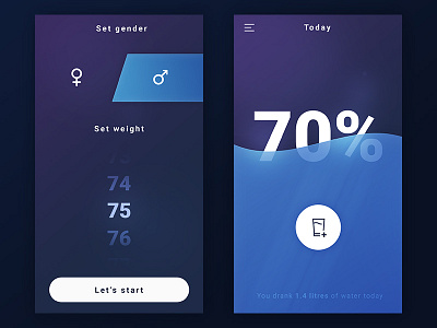 Water check app blue ui water weight