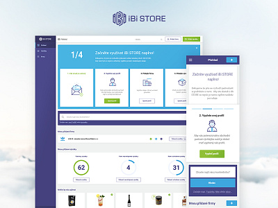 iBi STORE dashboard blue cards clouds dashboard graph ibistore icons search