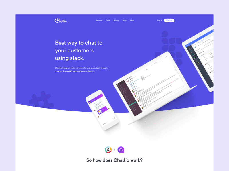 Chatlio - Features chat clean design experience gradient landing page ui user ux web website