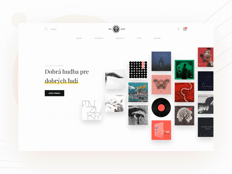 Slnko Records albums animation homepage music records simple webdesign white