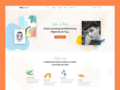 Homepage Artist - MaxCoach | Coaching and Education WP Theme art artist coaching course creative design education education website elementor minimal modern multipurpose online psd ui ux webdesign website wordpress