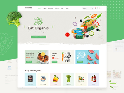 Homepage Go Green - Organik | Organic Food Store WP Theme business creative design ecommerce minimal modern online store organic food shop store ui ux webdesign website woocommerce wordpress