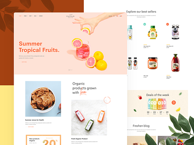 Freshen | A fresh design for Organic stores creative design e commerce fruit minimal modern orange organic shop shopping ui ux webdesign wordpress