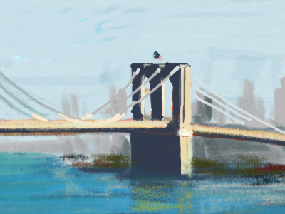 Brooklyn Bridge freehand illustration freehand drawing illustration