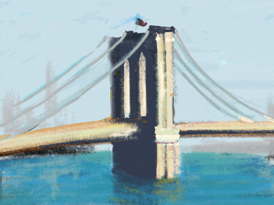 Brooklyn Bridge freehand illustration