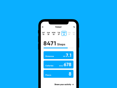 Activity App activity blue calendar calories distance fit fitness km run step