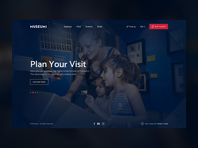 Museum Website blue blue and red museum ticket ui design ux design website