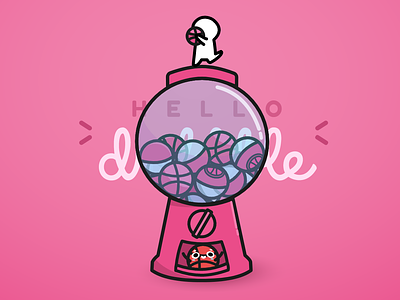 Hello dribbble! debut dribbble gachapon hello pink