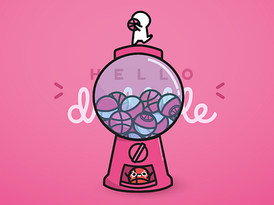 Hello dribbble! debut dribbble gachapon hello pink