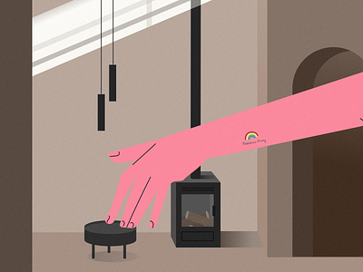 Place to stay fireplace hand home illustration vector