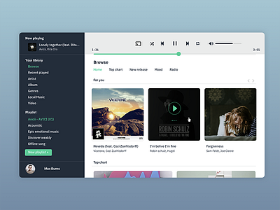 Music streaming desktop application music ui