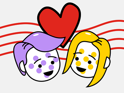 Dotted Faces Love boy couple cute dots drawing flat fun girl heart illustration lines love lovers mystery polka shapes simple vector