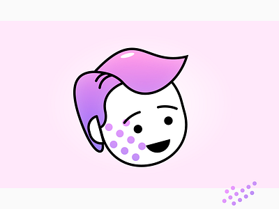 Dotted Face art boy character cute dot face fun gradient head illustration light lines magenta pink polka dot purple shapes simple smile vector