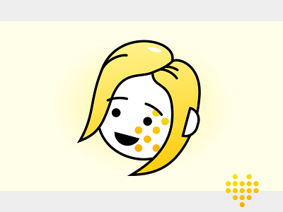 Dotted Girl art bright character cute dot face fun girl girl character gradient heart illustration light lines polka dot shapes simple vector yellow young