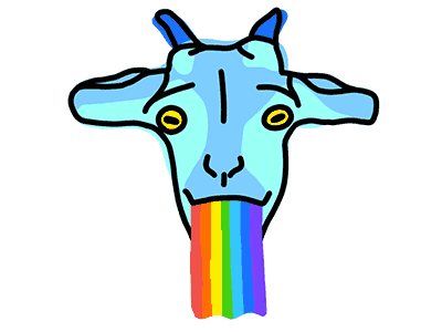 Rainbowgoat animal art character cute drawing ears eyes fun fun as hell funny gif goat hand drawn animation horns illuatration lines puke rainbow shapes simple