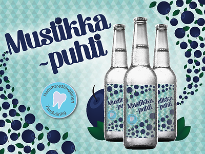 Mustikkapuhti blueberry drink lable design blueberry branding design illustration label label design logo mustikka packaging pakkaus school project typography vector