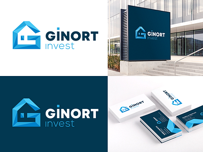 Ginort - Brand Identity blue branding business cards clean corpoate design identity logo real estate stationery