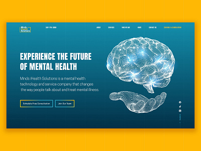 MINDS IHEALTH - Website UI/UX Design animation blue clean health medical modern psychotherapy ui uiux website design yellow