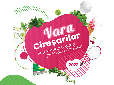 Vara Ciresarilor - Poster branding cheerful cherry clean community event fresh graphic design inviting pink poster summer vector