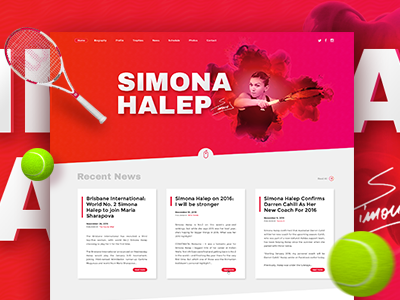 Simona Halep - Web Design ball clean halep identity presentation racket tennis ui webdesign