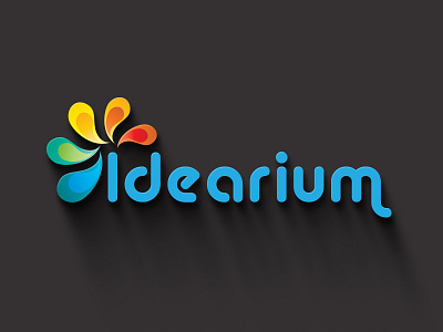 Logo Idearium blue bright colors dark idea identity logo shadow