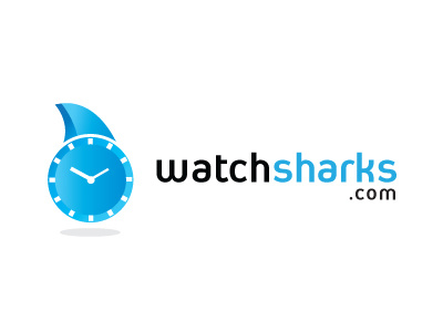 Logo WatchSharks blue branding fin graphic design ident logo shark watch