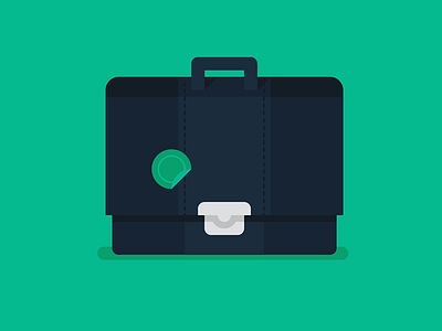 Briefcase totein' briefcase flat green illustration suitcase