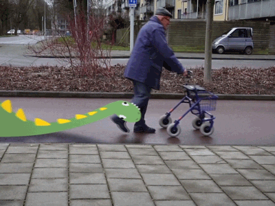 Rolator after effects animation augmented reality life action maurice van der bij monsters old man rolator