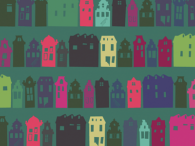 Amsterdam Houses amsterdam decorative houses illustration maurice van der bij pattern wallpaper