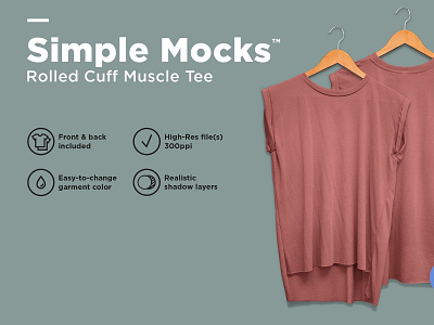 Rolled Cuff Muscle Tee Mockup