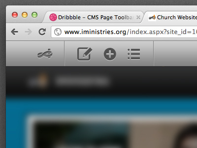 iMinistries Page Toolbar button church cms ui website