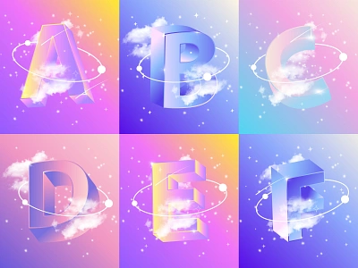 36 Days of Type 36days 36daysoftype 36daysoftype07 alphabet clouds design dreamy galaxy gradient illustration letter lettering minimal stars