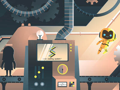 Smart Staffing System Illustration illustration outsourcing rethink staffing robot